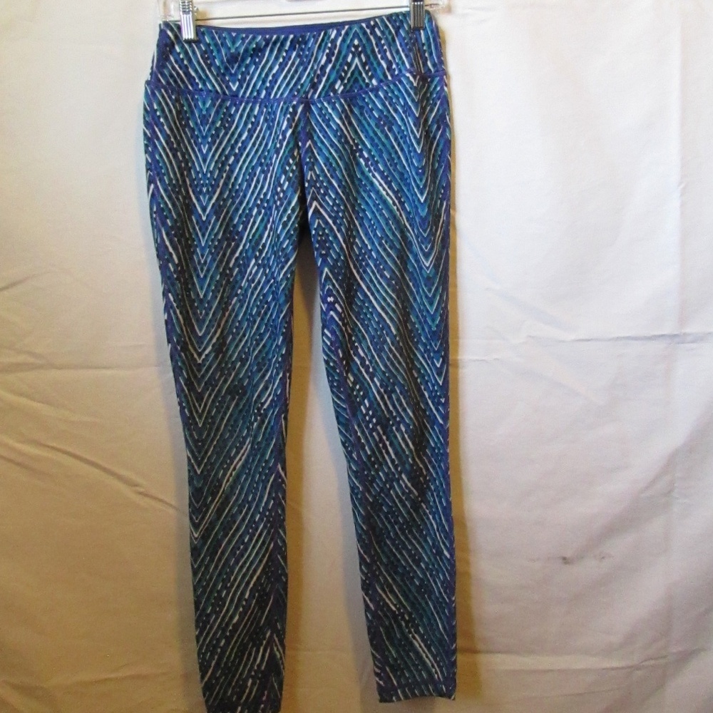 Prana Blue Patterned Full Length Leggings